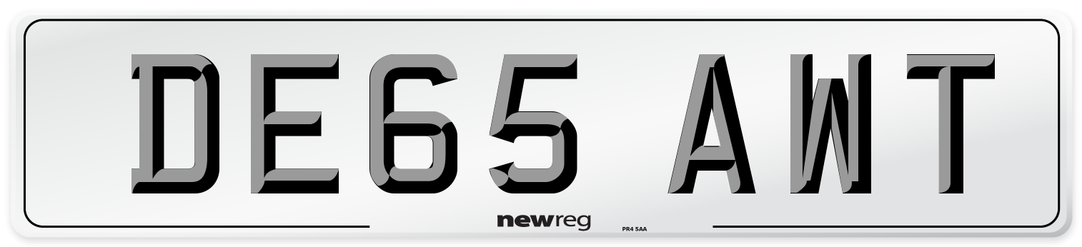 DE65 AWT Number Plate from New Reg